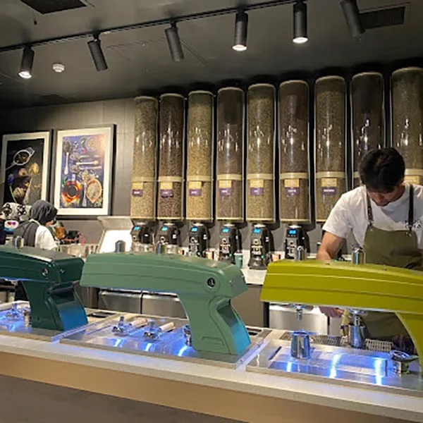 Big Coffee Bean Dispenser And Storage Hopper Wall Mounted Coffee Bean Silos For Coffee And Tea Shop Display With Grinder