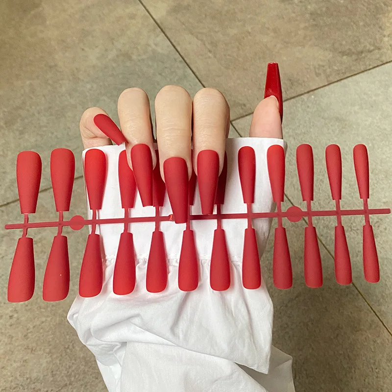 Solid Color Matte Super Long Coffin False Nail Ballet Press on Nails Tips for Nails Art Artificial Fingernails