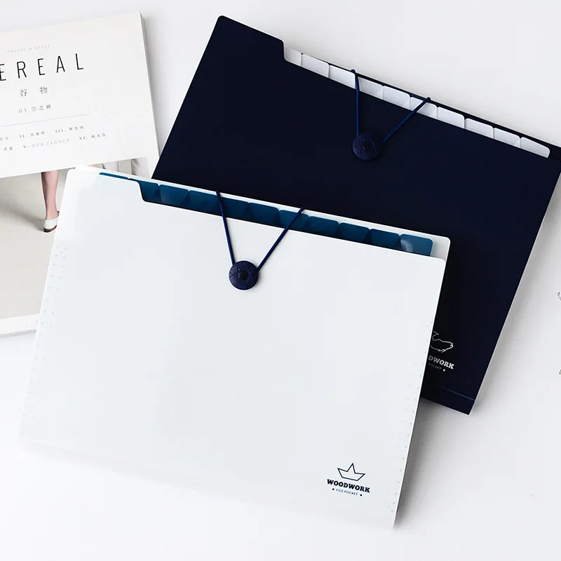 Creative Simple Senger Quality 8 12 buckle Folder Multi-Layer Test Paper Clip PP Material A4 Pattern Letter Paper File Wholesale