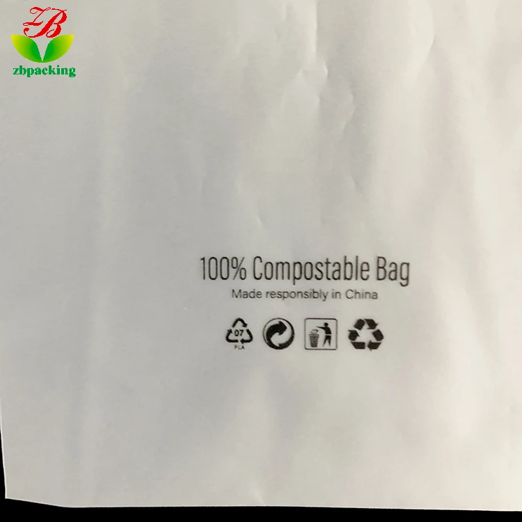 Custom-printed heat-sealable PLA+PBAT compostable biodegradable plastic frosted flat bag for clothing  electronics industries