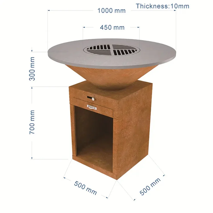 Outdoor beefmaster Brasero BBQ Corten Steel Fire Pit Bowl BBQ Barbecue Grill