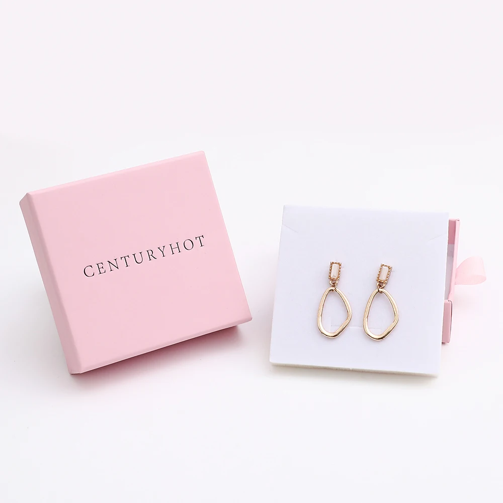 9*9cm Pink Jewelry Paper Box, Personalized Drawer Package Box Bracelet Necklace Earrings Package Box With Logo