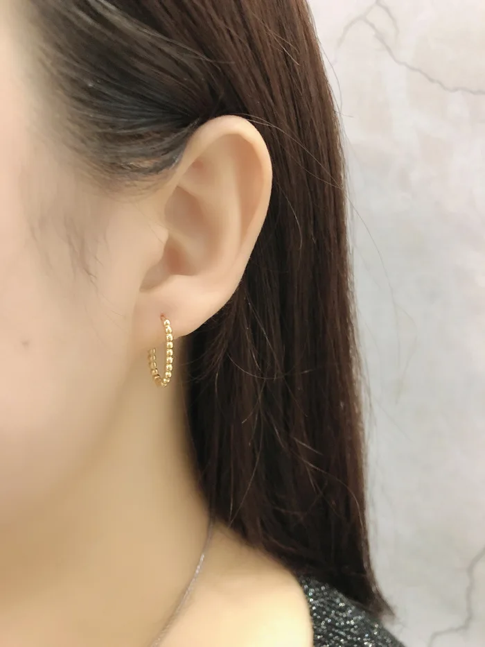 High Quality New Simple Design S925 Sterling Silver Beads Hoop 925 Silver Earrings For Women