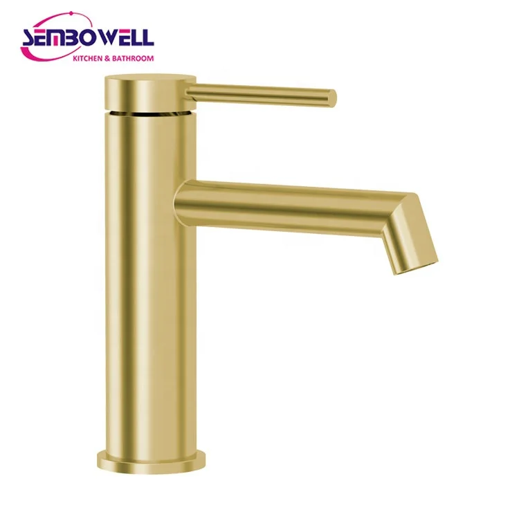 Matte Black 304 Stainless steel Single Handle Basin Mixer Bathroom Faucet Hot and Cold Faucet Flat Cap with Angled Spout