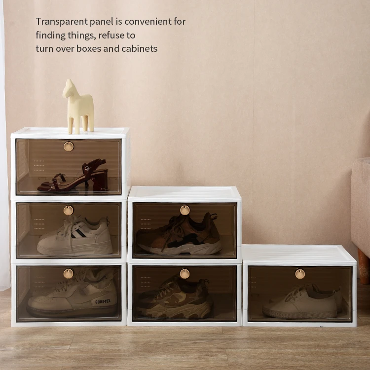 Новый дизайн складная коробка для хранения кроссовок пластиковая обуви прозрачная стеллаж