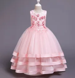 14 august dressIn Stock 13 Year Old Girls Dress Kids Birthday Party Frock Floral Long Ball Gown 3040