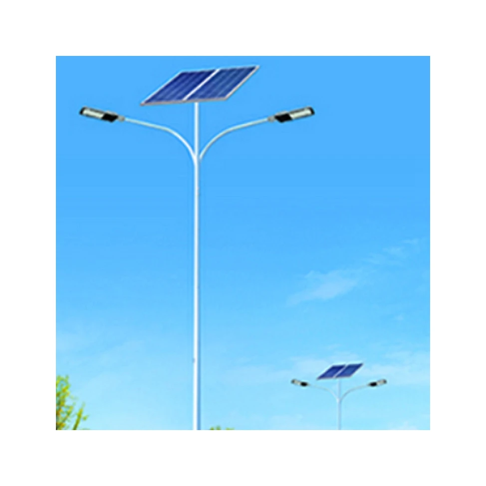 Custom High Quality Wholesale Factory Supply Aluminium Lighting Poles Solar Street Light Pole Double Curved Arm
