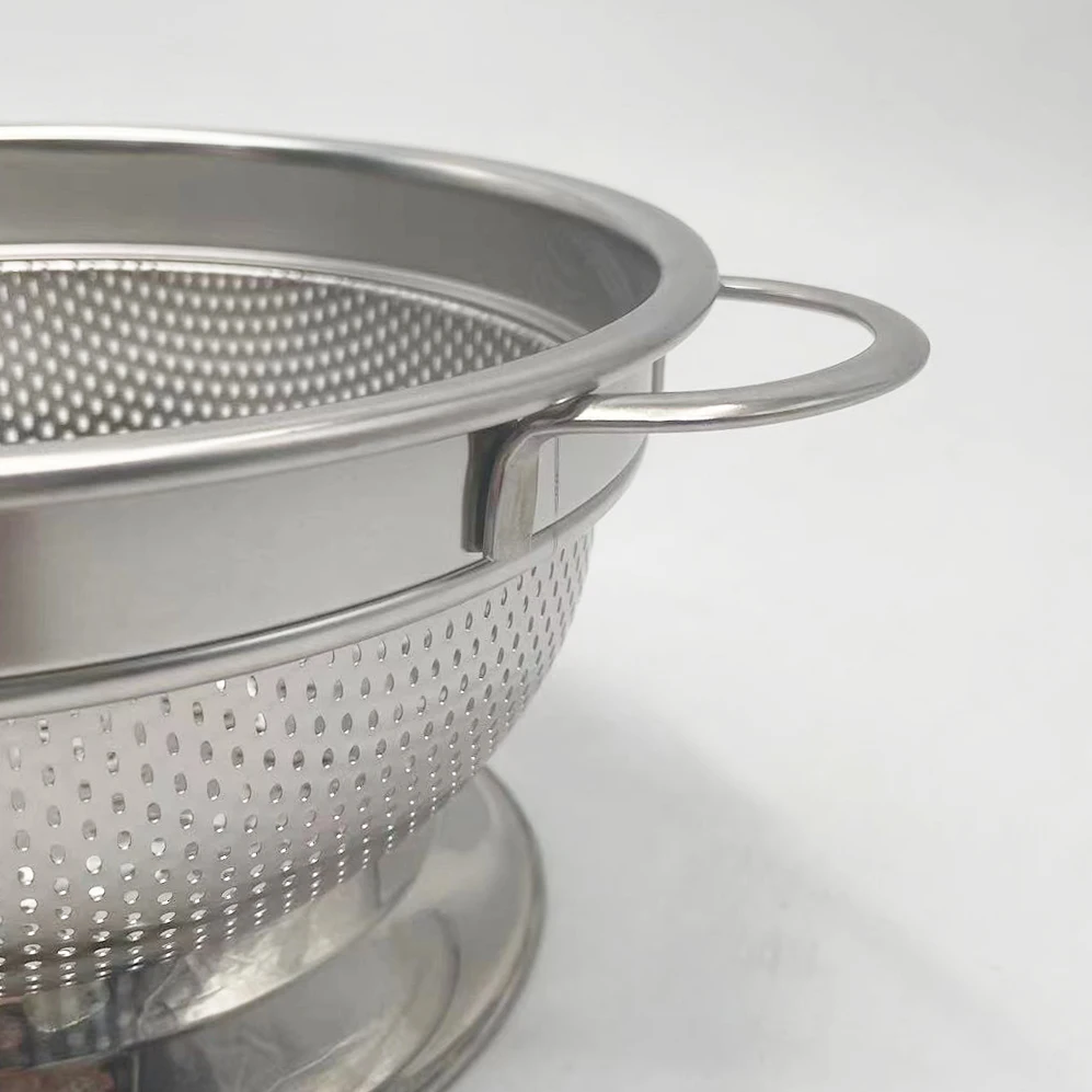 FTS colander and basket strainer for fruit metal chinese metal colander stainless chinese colander