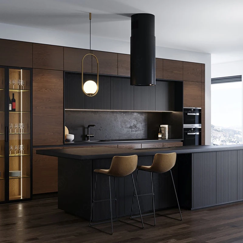 Kitchen island furniture kitchen cabinet island magic fabric dovetail custom wooden kitchen cabinets set seelk