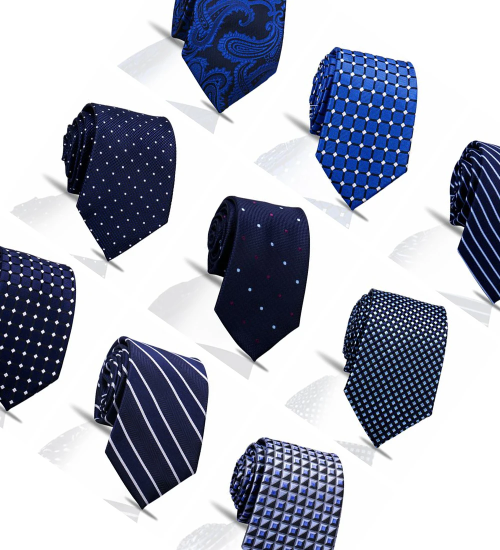 Hot Selling 55 Designs Polked Dot  Polyester Neck Ties For Men Navy Blue Pasiley Male Necktie Business