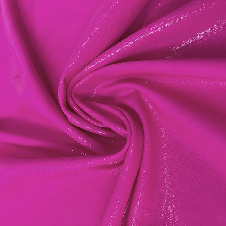 Shiny Pink Polyamide Elastane Spandex Warp Knitted Fabric 4 Way Stretch Fabric For Dancewear And Swimwear