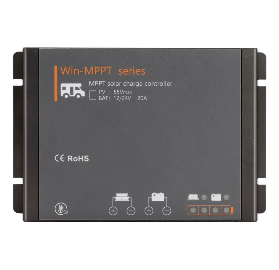 MPPT RV Solar Controller 50V PV Input Voltage 20A For Gel AGM Liquid Lithium Battery 12V 24V System Waterproof IP54