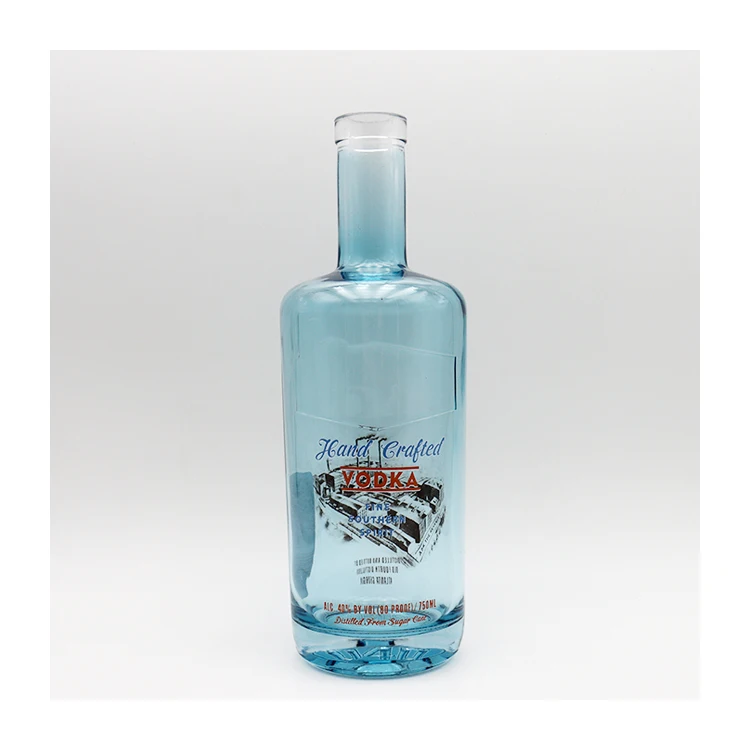 Custom logo empty glass liquor  bottle green color vodka wine alcohol spirts bottle.