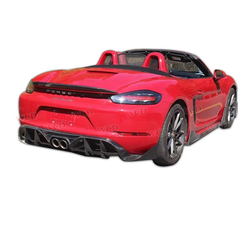 Carbon Fiber PD Style Front Bumper Rear Diffuser Vent Spoiler Side Skirt For Porsche 718 Cayman Boxster Body Kits