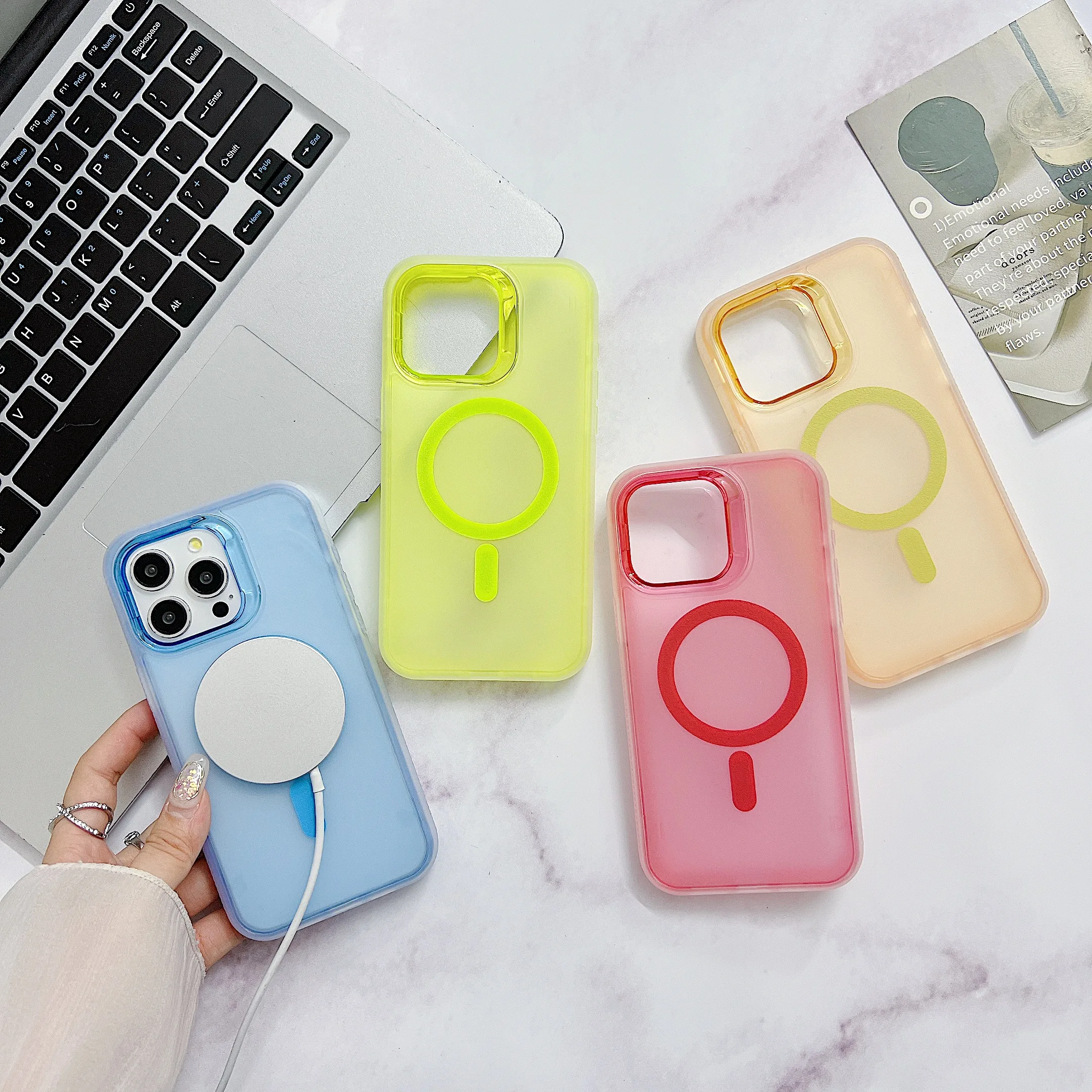 Candy Color Phone Case For iPhone 15 with magnetic 3 in 1 Shockproof Phone Cover For iPhone 16 15 14 For Xiaomi For Samsung