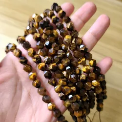 TE3040 Blue Green Fuchsia Yellow Golden Diamond Star Cut Faceted Tiger Eye Stone Beads