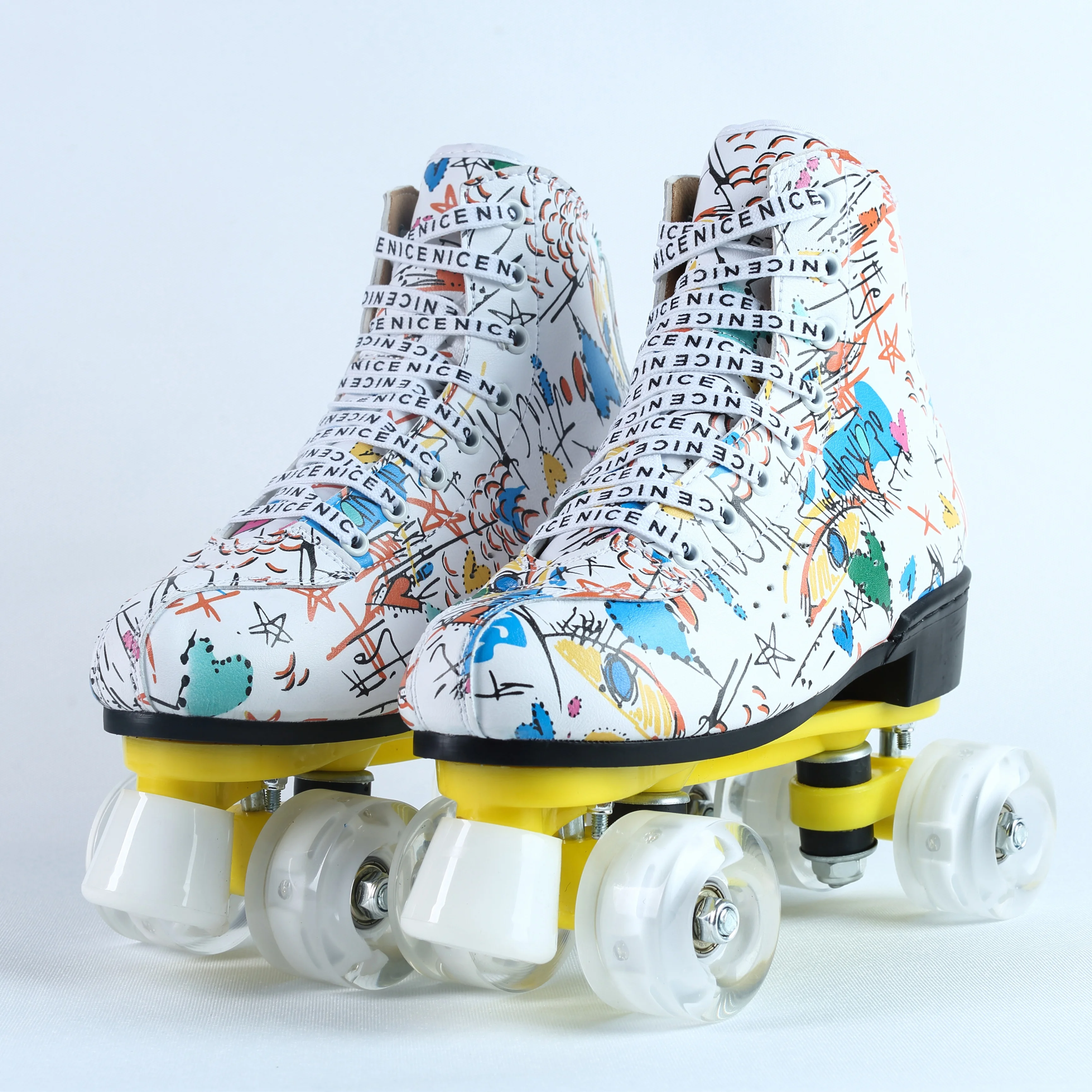 
Wholesale customization of adult leather roller skates, Double row roller skates figure skating shoes 