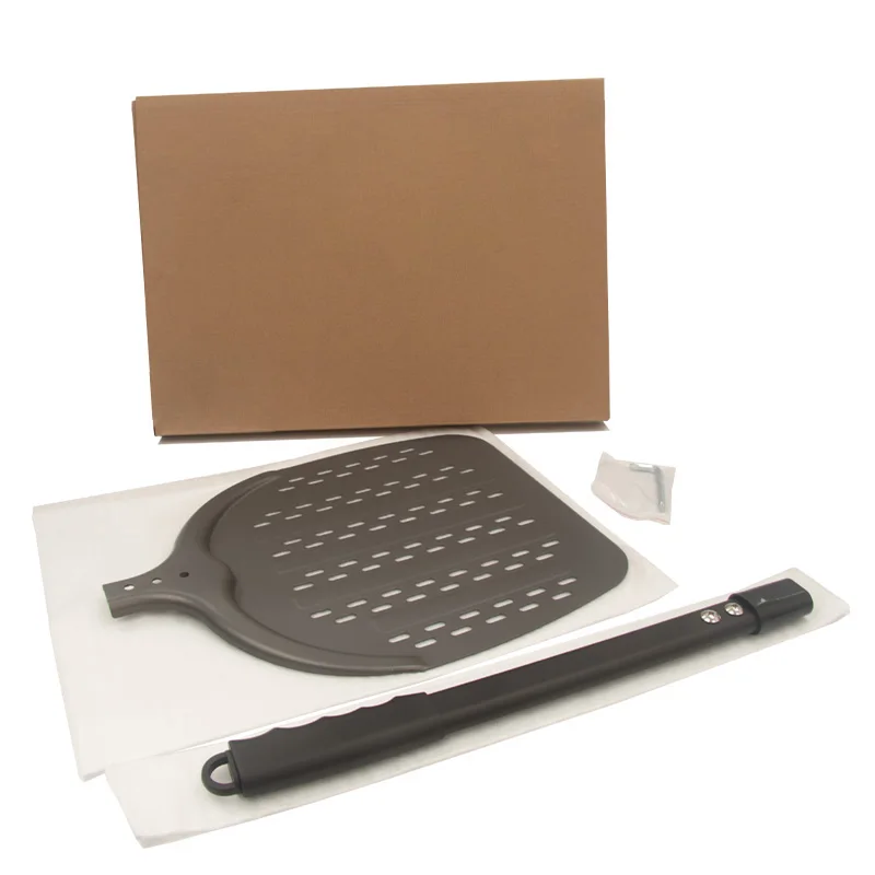 12 inches pizza turning peel set kitchen tools  aluminum hard-anodized pizza shovel perforated pizza spatula paddle