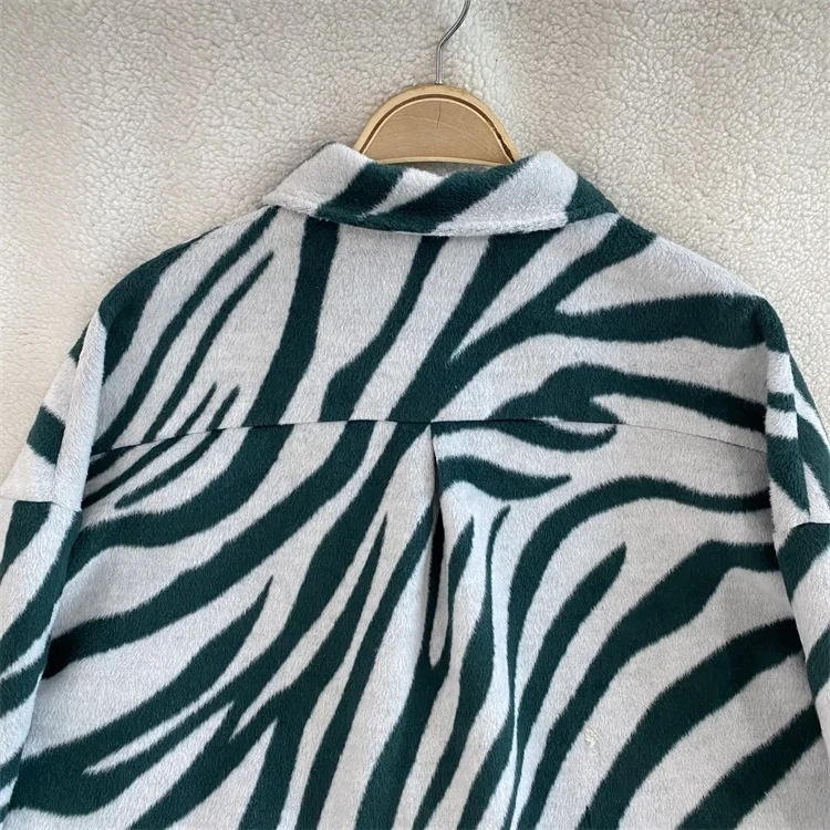 2024 Latest Fashion Girls Jackets Casual Coat Woolen Zebra Pattern Winter Jacket For Daily Wear