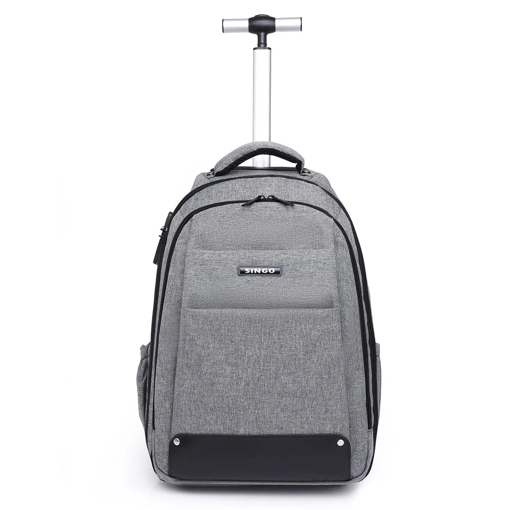 Custom Adult Rolling Backpack 2 Inline Big Wheels Wheeled Travel Backpack Trolley Suitcase Business Computer Bag Black