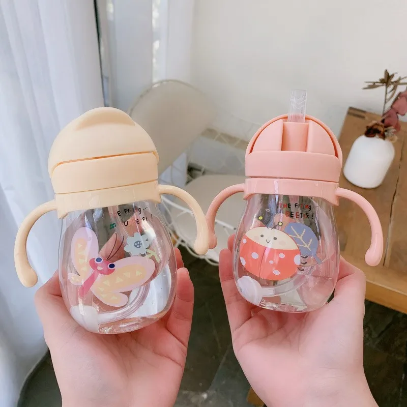 Cute cartoon 350ml Baby Slippy Water Anti-choking with Gravity Ball learning drink Cup