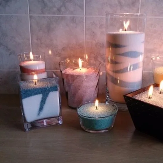 Plant Based Pearled Candle Granulated Powder Sand Wax with Wicks Unscented with Tall Glass Candle Holder Vase for Wedding Event