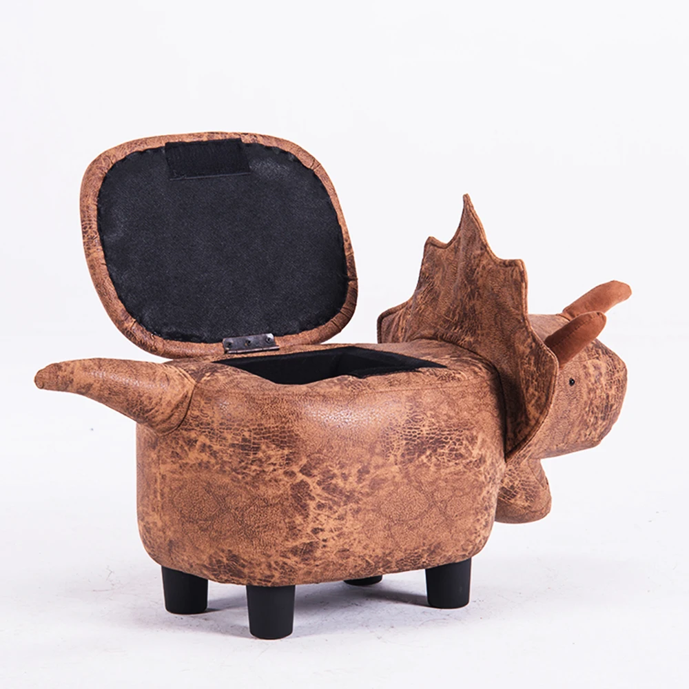 Factory wholesale wood frame animal fabric stool kids children animal shape stool ottoman with storage