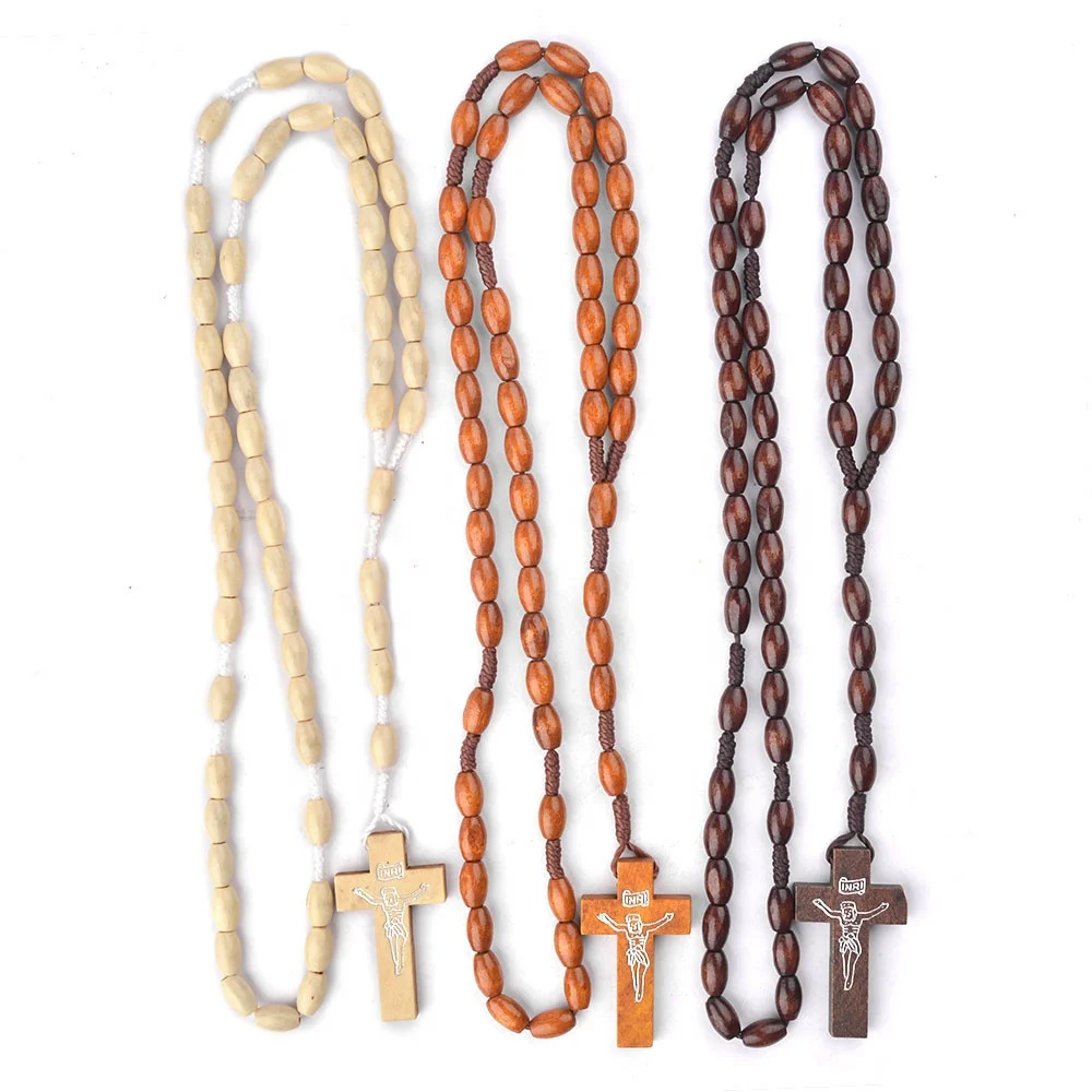 Wholesale Cheap Wooden Bead  rosary Catholic Corded Rosary