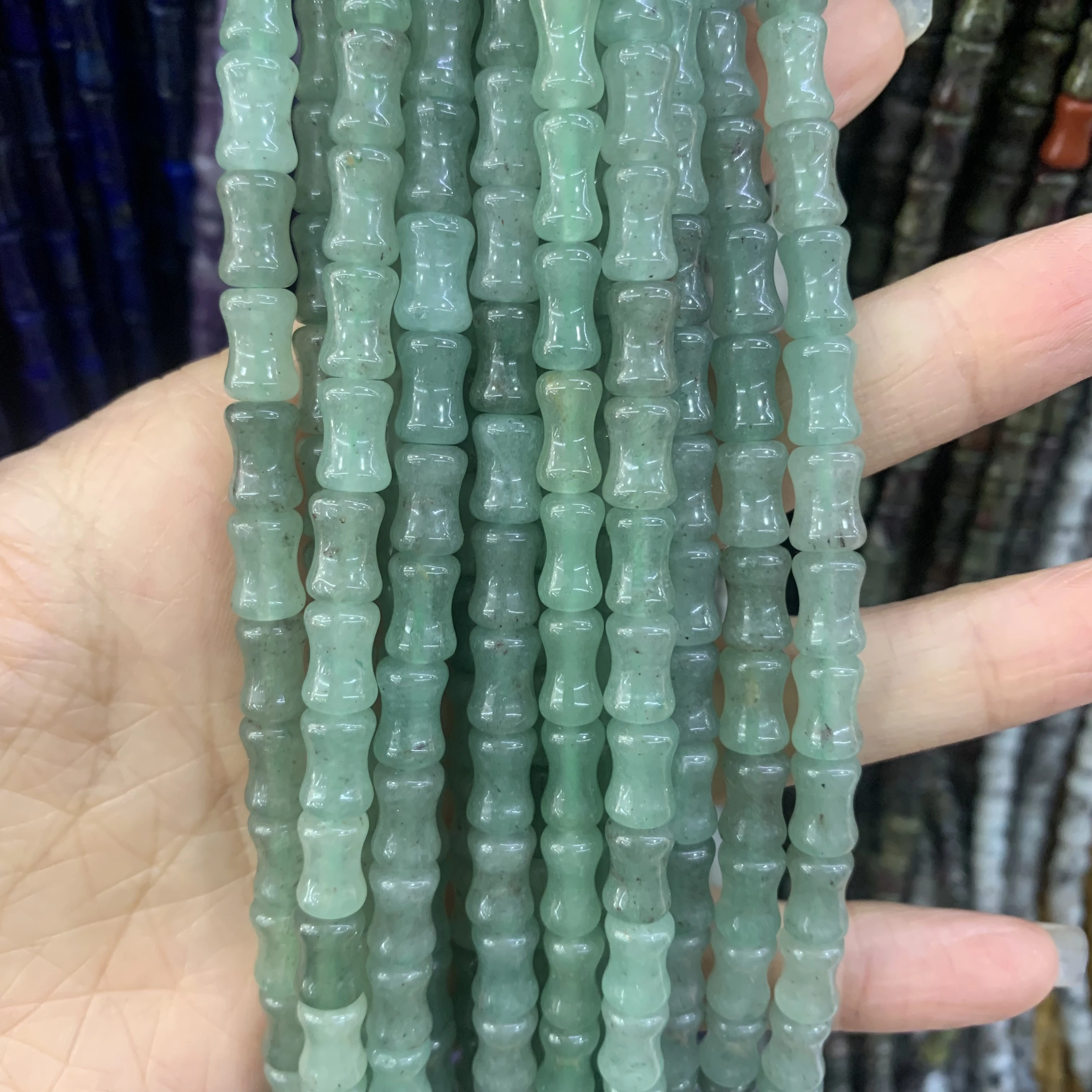 Wholesale 6*9mm Natural Stone tiger eye Jade Crystal Bamboo Shape Bead Loose Spacer Lucky Bead For Jewelry Making