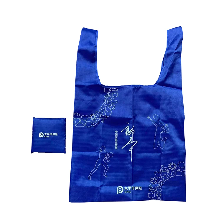 Promotional Personalized Reusable Blank Polyester Tote Shopping Bags With Logos
