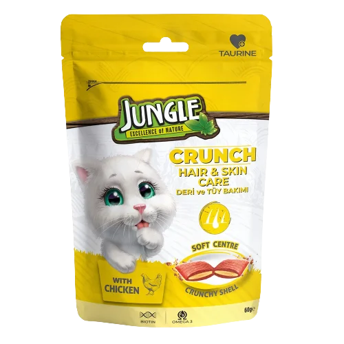 HAIR AND SKIN CARE JUNGLE CRUNCH Treat 60g / BIOTIN / OMEGA 3 / Chicken Flavor Pelagos Pet Supplies Origin Turkey