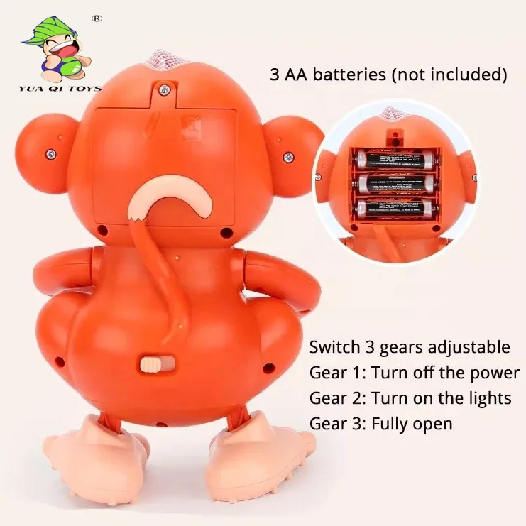 YQ Cartoon Animals B/O Dancing Monkey Musical &Light Toy Swing Walking Monkey Toy Kids