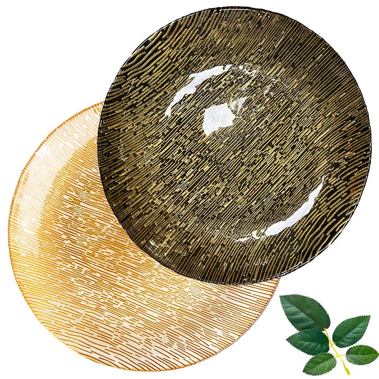 Silver Rose Gold Rim White Clear Beaded Vintage Glass Kids Royal Luxury Plate Dinner Set Dinnerware Sets Charger Plates