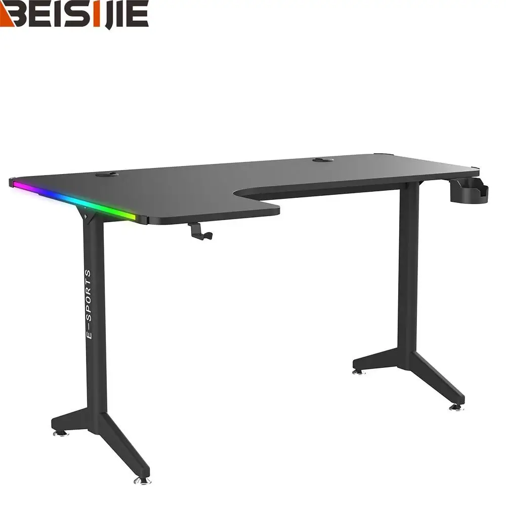 Factory Price L Shaped Racing E Sports Black Panel Left Corner PC Game Game Table Gaming Desks