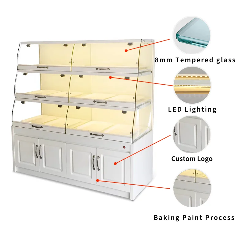 Customized Bread Cabinet Cake Bread Stand Bread Store Bakery Rack Bakery Display Cake Display Case