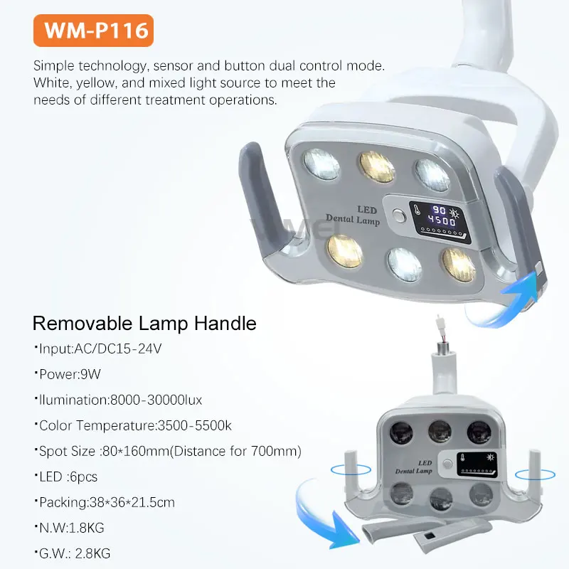 6 шт. светодиодная лампа для отбеливания зубов 9 Вт