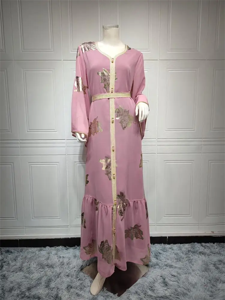 Latest Muslim kebaya floral kaftans women ethnic islamic clothing caftans dress jelaba marocain farasha