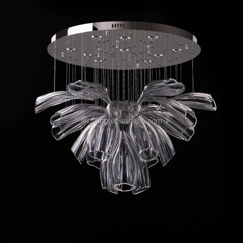 modern customize hotel lobby duplex villa living room lights glass pendant led foyer chandelier