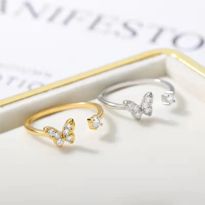  Оптом модные дизайнерские женские кольца 18K позолоченные циркониевые Регулируемые