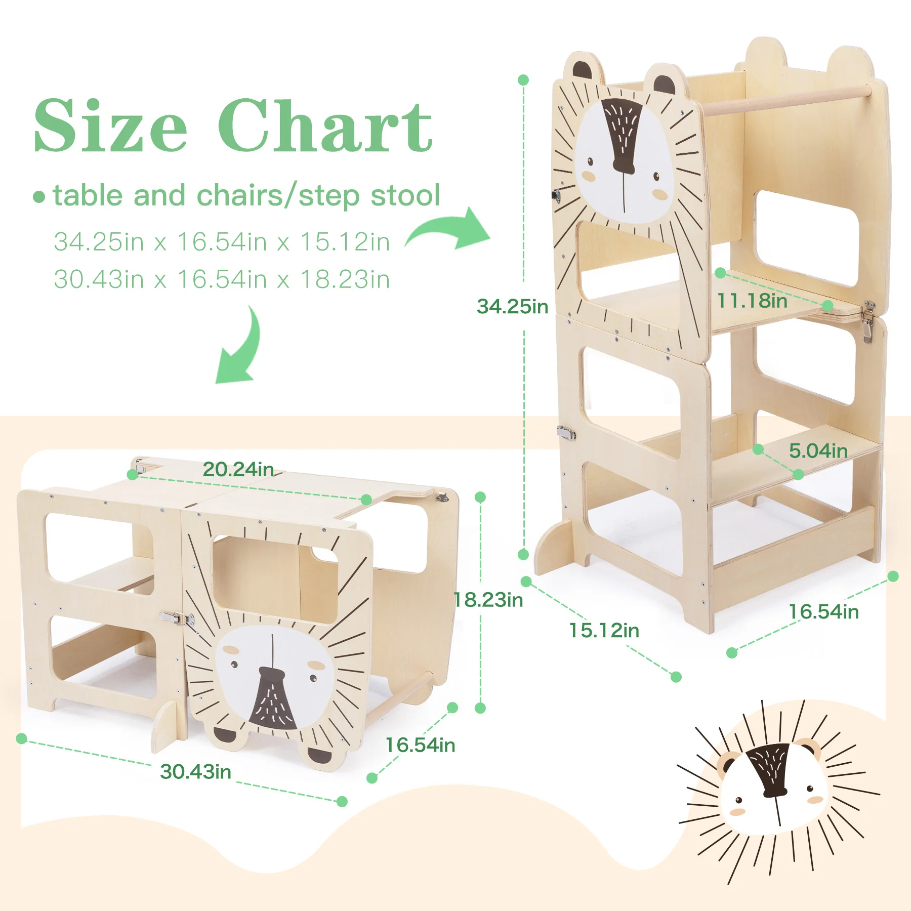 3-In-1 Folding Kids Hand Washing Stool Kitchen Help Foot Stool Tower Wooden Learning Montessori Tower With Blackboard Kids Stool