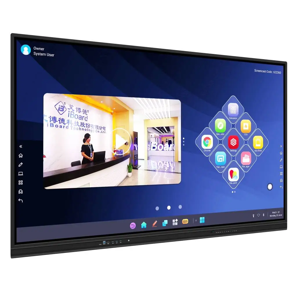 86 inch 40 points 3840*2160 4K UHD wireless digital Touchscreen whiteboard with app store for presentation learning teaching