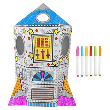 DIY toys indoor playhouse rocket cardboard play house rocket paper house