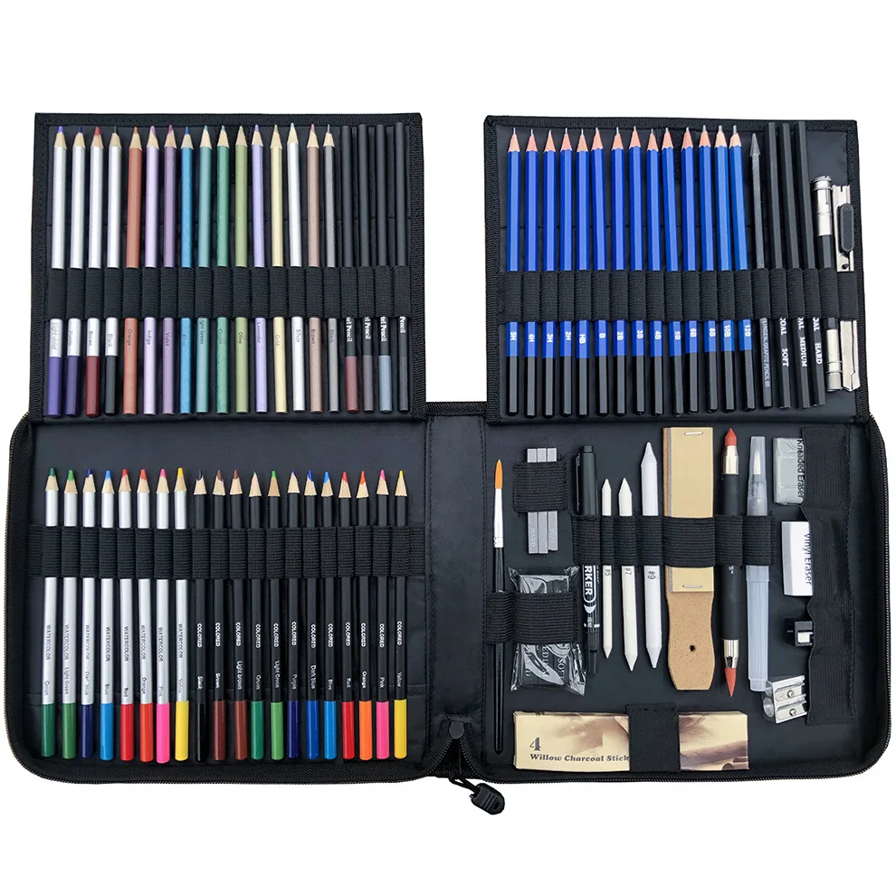  83 Colors Professional Oil and Water Colored Pencils Set Artist Painting Pencil Art