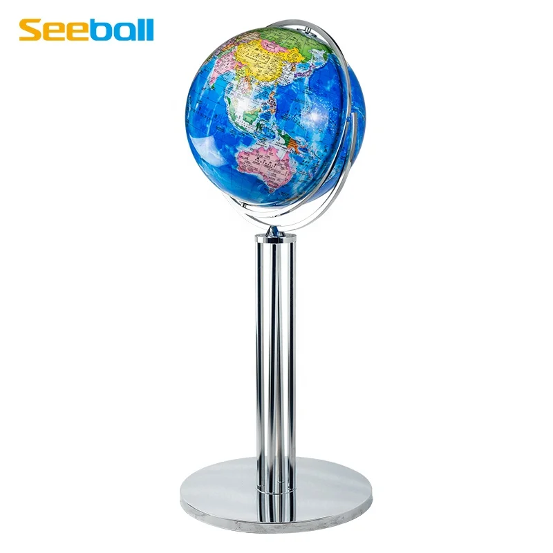 Seeball 50 cm four-column vertical bright chrome universal globe world globe for kids and educational