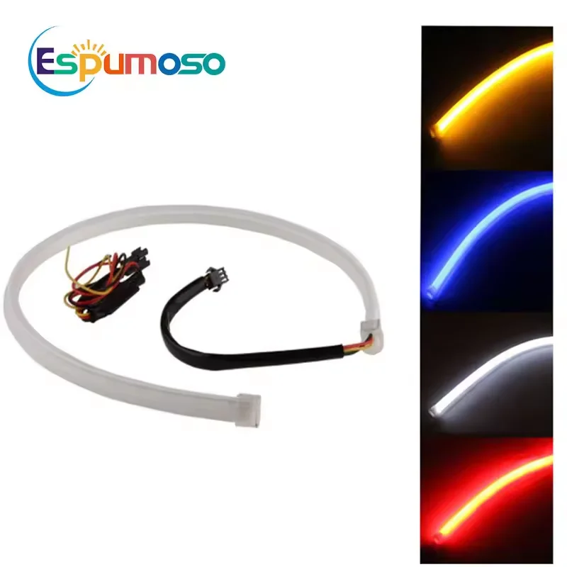 Espumoso Vehicle DRL Flexible 12V Tube Daytime Running Lights 30CM 45CM 60CM White Yellow Led Strip
