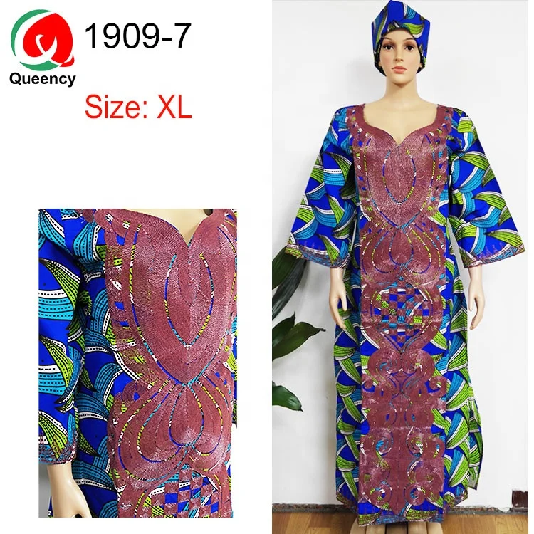 Embroidery African Wax dress 100% cotton wax fabric Factory Price Custom Wax Clothing African women dress in stock ready to ship