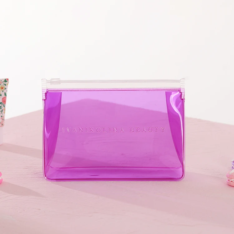 
Colorful Standup Embossed printing PVC bag with Zipper and slider for Cosmetics 