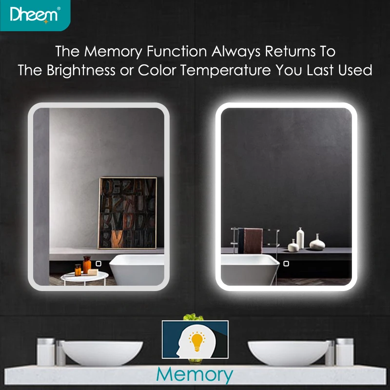 Hotel Bathroom Anti-Fog Multi-Colored Led Lighted Mirror with Blue tooth Speaker