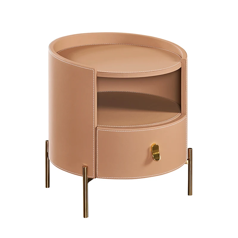Luxury Modern Bedroom Furniture Wood Frame Leather Night Stand Bed Side Table For Hotel Home