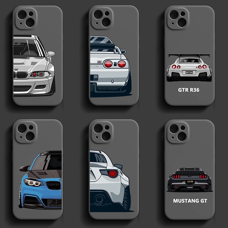 Автомобильный чехол для телефона JDM ДЛЯ iPhone 15 14 13 Pro 12 11 Xs X XR Max 8 7 SE с тканью Силиконовые чехлы мягкая